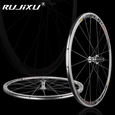 JIELEI 700C Road Bike Wheelset 30mm Aluminum Alloy with V-Brake Hub Clincher Silver Rim Disc Brake System Rim Depth 30.0mm
