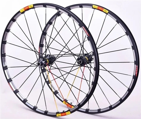 24 Holes Carbon Fiber MTB Wheelset Straight Ribbed Smooth Bearings Front 2 Edge 4 Aluminum Wheels