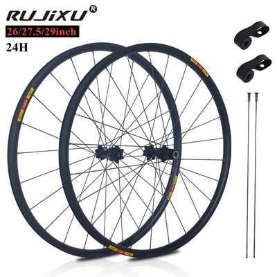RUJIXU Mountain Bicycle 26/27.5/29inch Disc Brake WheelSet 24 Holes 6 Claw Hub Durable Aluminum Alloy Clincher/Tubular Tire