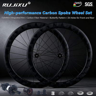 55mm Depth Carbon Fiber Road Bike Wheelset with 36T Ratchet Hub and Custom Logo MOQ 2 Pairs