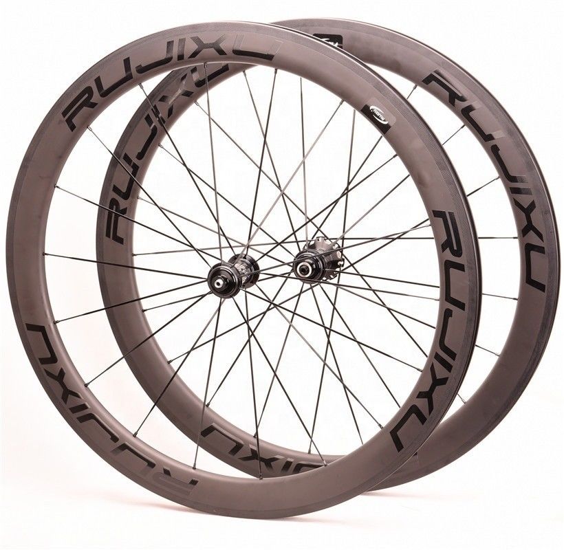 RUJIXU 700C Road Bike Clincher Carbon Fiber Wheel Set 38/50mm V Brake ...
