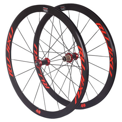 Alloy Bicycle Rim RUJIXU 700C Carbon Fiber Wheel Set V/C40mm Road Bicycle Wheel with Clincher Rim V Brake System