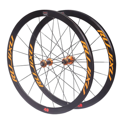 Alloy Bicycle Rim RUJIXU 700C Carbon Fiber Wheel Set V/C40mm Road Bicycle Wheel with Clincher Rim V Brake System