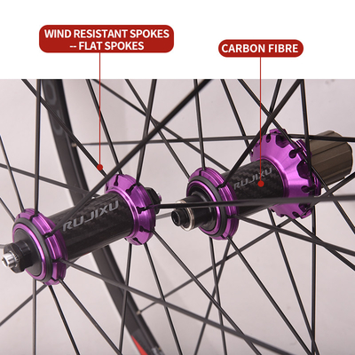 RUJIXU 700C Road Bike Clincher Carbon Fiber Wheel Set 38/50mm V Brake Braking System for Bicycles