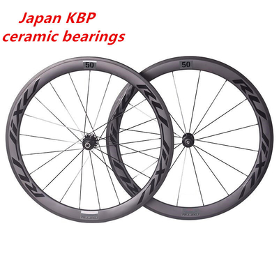 Ceramic Bearing Hub Carbon Road Wheelset 25mm Width With Straight Flat Spokes