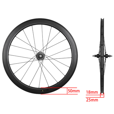 Carbon 700C Fixed Gear Wheelset 50mm Vacuum Rim Road Bike Wheelset