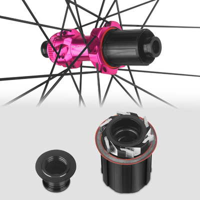 700C Carbon Fiber Pink Rim Disc Brake Wheel Set With UD Finishing And 6 Claw HUB5045mm Center Lock