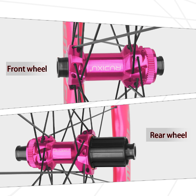 700C Carbon Fiber Pink Rim Disc Brake Wheel Set With UD Finishing And 6 Claw HUB5045mm Center Lock