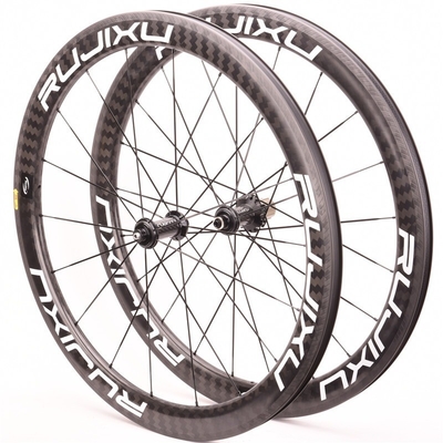 18 / 21 Spoke 700C Carbon Fiber Bicycle Wheelset Pillar Spokes Ceramic Bearing For Road Riding