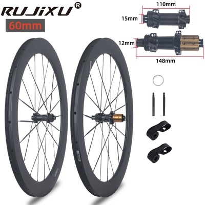 Ultra-Light 700C Carbon Fiber Road Bicycle Wheel Set 28mm Wide 60mm 5.2mm Carbon Fiber Spokes 20 Holes Disc Brake Wheelset