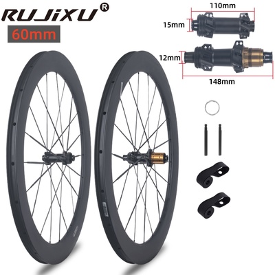 Ultra-Light 700C Carbon Fiber Road Bicycle Wheel Set 28mm Wide 60mm 5.2mm Carbon Fiber Spokes 20 Holes Disc Brake Wheelset
