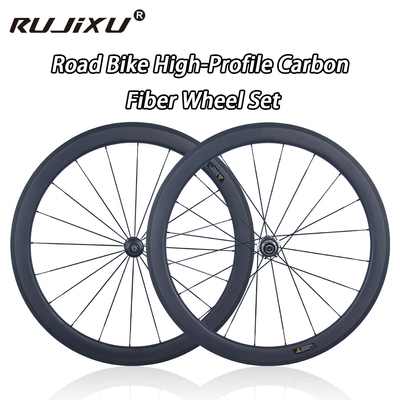 RUJIXU 700c Carbon Bike Wheels 50 25mm Width Clincher Wheel Bicycle Rim Brake Cycling Wheels Bicycle Wheelset