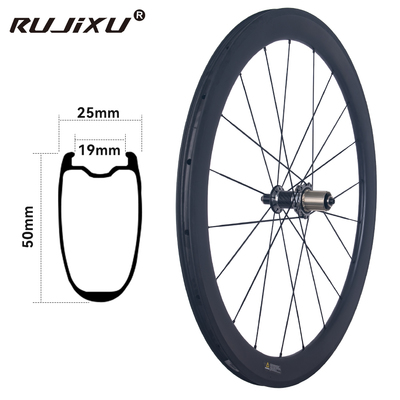 RUJIXU 700c Carbon Bike Wheels 50 25mm Width Clincher Wheel Bicycle Rim Brake Cycling Wheels Bicycle Wheelset