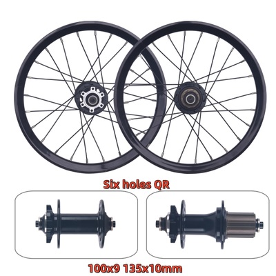 RUJIXU 18-Inch Silver Black Folding Bicycle Wheel Set 349 305 Disc Brakes 120 Rings Hub Aluminum Alloy Wheelsets