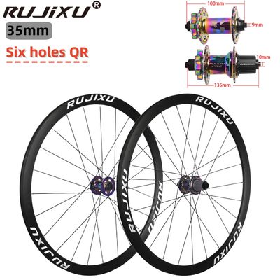 RUJIXU High Quality 700C 35mm Road Bike Wheelset Disc Brake Circular Spokes Clincher Aluminum Alloy Bicycle Wheel