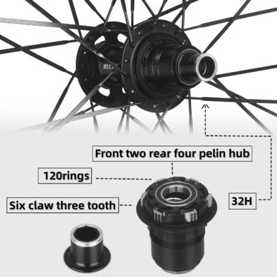 RUJIXU 27.5/29 Inch 32H Carbon Fiber Wheelset - Carbon Six-hole / Center Lock Disc Brake Bicycle Wheelset