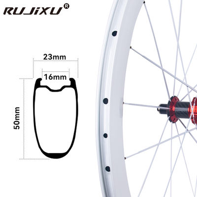 RUJIXU 700C Road Bike Wheelset Aluminum Alloy with 50mm Height Disc Brake Carbon Fiber Hub Clincher High Quality Bicycle Wheel