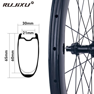 RUJIXU 700c Carbon Bicycle Wheelset 6560mm 30mm Width 24 Holes Clincher Wheels Disc Brake Road Cycling with Disc Brake System