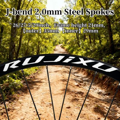 RUJIXU 26/27.5/29inch Aluminum Alloy MTB Bicycle Wheel Set J-bend 2.0mm Steel Spokes Spoke Mountain Bike Wheelset with 32 Holes