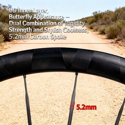 RUJIXU 700C Butterfly Pattern Carbon Fiber 38mm Clincher Wheels 5.2mm Spokes Road Bike Disc 36/54T Ratchet 120 Ring Hub Matte