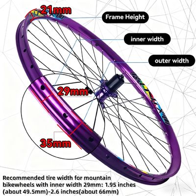 Mountain Bike Wheelset 26/27.5/29 Inch, Fit 7-12 Speed Cassette Aluminum Alloy Rim 32H Disc Brake MTB Wheelset