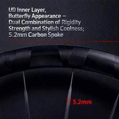 700c carbon fiber wheelset with 5.2mm spokes 120 ring hub and shimano 7-12 speed compatibility