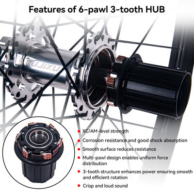 Double-layer Aluminum Alloy MTB Wheelset with Six-claw 120 Sound Hub and 30mm Rim for High Strength Performance