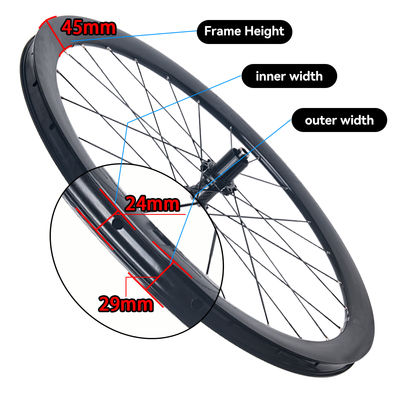 45mm Road Bike Wheelset with 6-Pawl 3-Tooth Hub and 24/24H Spokes - Disc Brake Wheelset