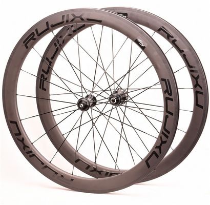 Prezzo buono RUJIXU 700C Clincher per biciclette da strada, set di ruote in fibra di carbonio, sistema di frenatura per biciclette in linea