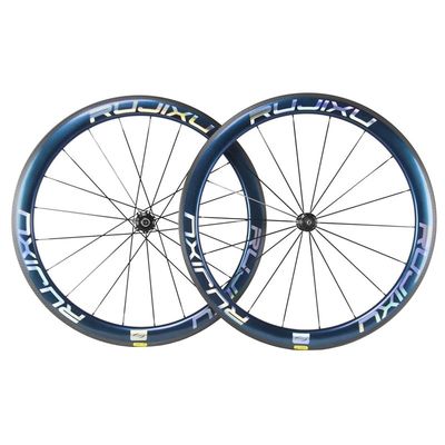 Prezzo buono Ruote per bici da strada RUJIXU 700C 50mm con cerchi a pinza in fibra di carbonio V/C, set di ruote per bici con fori 18F/21R, 1725g, leggere in linea