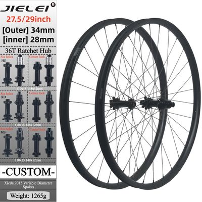 Buen precio JIELEI Juego de ruedas de bicicleta de fibra de carbono de alto rendimiento de 27.5/29 pulgadas Ultraligeras 32H Tubeless Ready Clincher Trail Enduro Downhill en línea