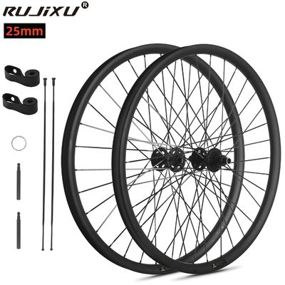 Prezzo buono RUJIXU Ruote in fibra di carbonio 27.5/29 pollici 32H - Set di ruote per bicicletta con freno a disco Carbon Six-hole / Center Lock in linea