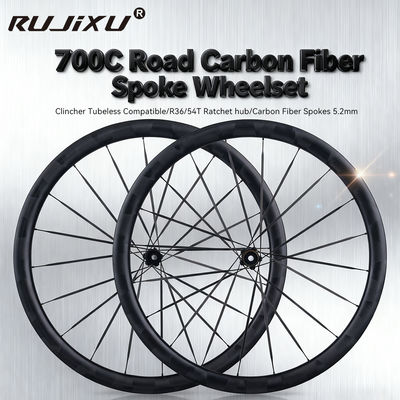 Good price 700c carbon fiber wheelset with 5.2mm spokes 120 ring hub and shimano 7-12 speed compatibility online