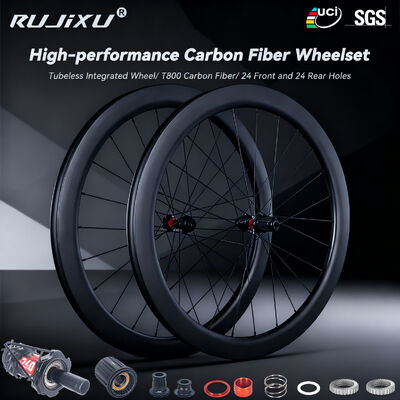 Ein guter Preis. Ultraleichtes 700c Carbon Road Bike Radset mit 50mm Höhe 25mm Innenbreite und Rohrloser bereitem Scheibenbremse Online