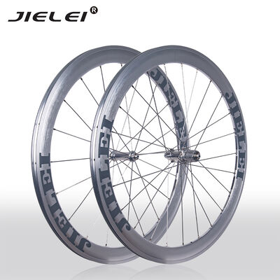سعر جيد JIELEI 700C مجموعة عجلات دراجة طريقية مع محاملين أماميين وراء 4 محاملات إطارات الزناد الفضية و Taiwan Xinda Round Spokes الانترنت