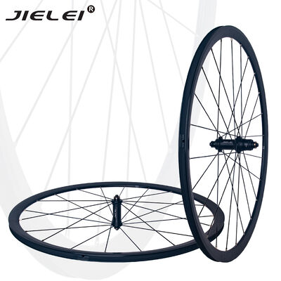 Buen precio 45mm Depth Carbon Fiber Disc Brake Wheelset with 36T Ratchet Hub and Tubeless/Clincher Compatibility en línea
