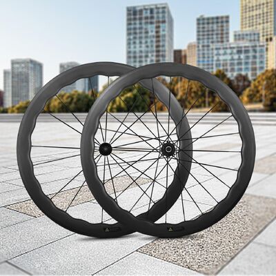 良い価格 700C ロードカーボンファイバー自転車ホイール、50/45mm リム、120 サウンドハブ、8-12速対応、Vブレーキホイールセット オンライン