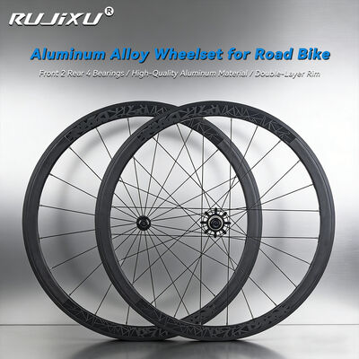 RUJIXU 700C Ultra-Light Aluminum Alloy Road Bike Wheelset with 40mm Rim Depth and Clincher Tubeless-Ready V Brake Wheelset
