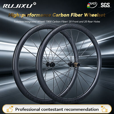 Buen precio RUJIXU Guangdong Ruedas de Bicicleta de Carretera de Fibra de Carbono T800 con Freno de Disco de 40 mm de Altura, 24H, Radios de Fibra de Carbono de 3.7 mm, Trinquete 36T, Delanteras/Traseras Profundas en línea