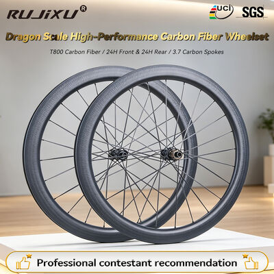 سعر جيد RUJIXU عجلة الدراجة الألياف الكربونية 700C Road Disc Brake 50mm Dragon scales pattern أحزمة الدراجات الانترنت