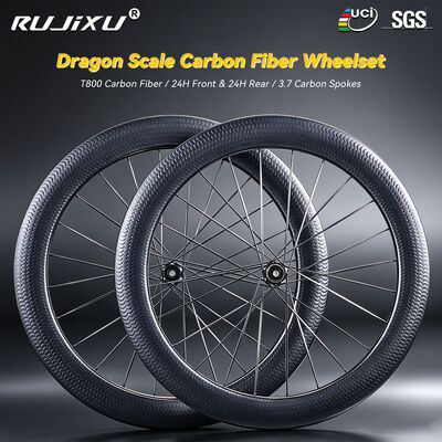 Dobra cena. RUJIXU rower szosowy T800 z włókna węglowego 50mm smocze łuski wzór 24H 700C 3.7mm szprycha 36T grzechotka Clincher/bezdętkowy hamulec tarczowy w Internecie